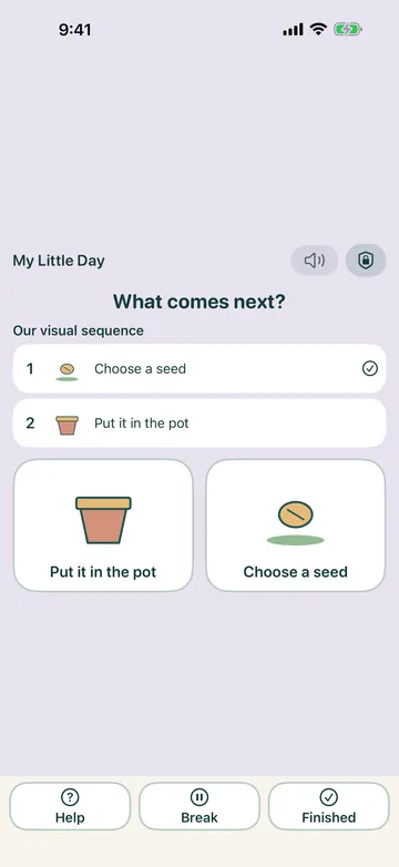 My Little Day: a visual sequence for planting a seed, asking what comes next